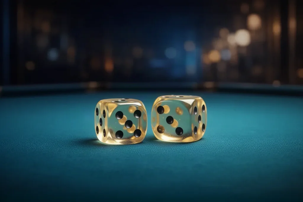 Ảnh minh hoạ hai viên xúc xắc cho mục luật chơi casino HELLO88